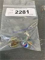 BAG OF 2 MARBLES--CLEAR/ SWIRL