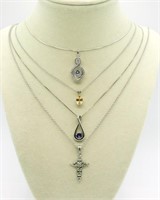 (4) Sterling Gemstone Necklaces