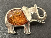 925 Sterling Silver Elephant Pin 5.78 Grams