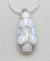 S/S Opal & Mother of Pearl Turtle Back Necklace