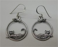 Sterling Silver Cat Earrings