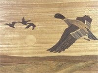 Handmade/Signed Wood Inlay Duck Art
