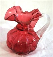 Fenton Cranberry Glass Pitcher - 5.5" tall