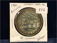 1981  Can Silver Dollar  SP65  Railway