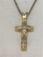 10k-12k Black Hills Gold Cross pendant necklace