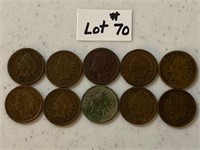 (10) Indian Head Cents 1890's-1900's