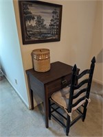 Sewing Machine, Chair and Framed Artwork Lot