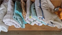 Assorted Shop towels, and 1 King size bed sheet (s