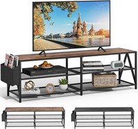 B3128  Industrial TV Stand 63 Rustic Brown  Blac