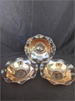 Three Vintage Jeanette Glass Iris And H