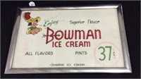 Framed Enjoy Superior Flavor Bowman Ice Cream