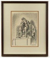 Art Grieving Lincoln Framed Signed Print