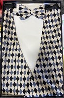 DIAMOND PATTERNED VEST AND BOW TIE