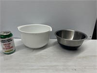 Metal and plastic mixing bowls