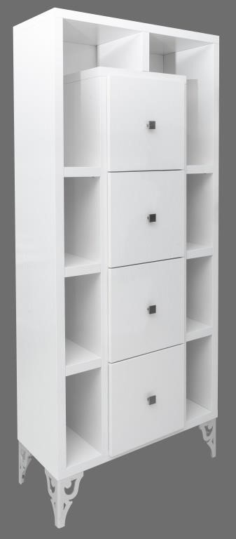 Hollywood Regency White Lacquered Cabinet