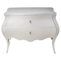 Modern White Lacquered Bombe Chest of 2 Drawers