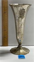 Vintage Silver Plated Brass Vase 7 1/2”