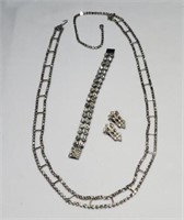 Vintage Rhinestone Necklace Bracelet Shoe Clips