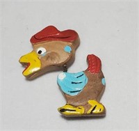 Vintage Wooden Bird Novelty Pin bobble head apan