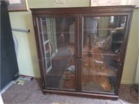 Vintage 2 door cabinet,  glass front , adjustable