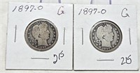 (2) 1897-O Quarters G