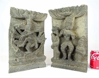 Pair of Ethnic Carved Wooden Panels