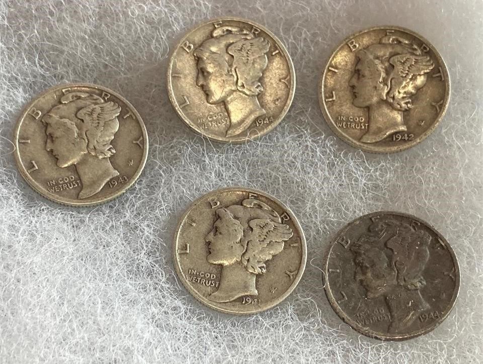 5 Mercury Dimes