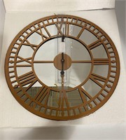 16 Inch Round Mirrored Wall Clock, Rose Gold - NEW
