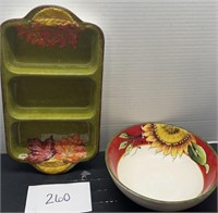 Sunflower / fall platter and bowl