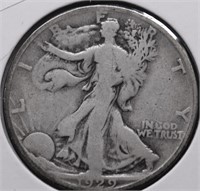 1929 S WALKING HALF DOLLAR VG