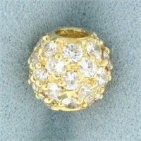 CZ Bead Slide or Pendant in 14k Yellow Gold