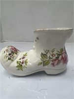 England Old Foley Harmony Rose Pottery Shoe