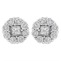 10k Gold .24ct Diamond Floral Cluster Earrings