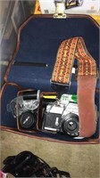 CAMERA BAG W/ CAMERA & ASST ACCESSORIES