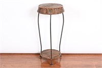 Metal & Wicker Plant Stand