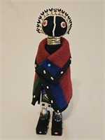 Beaded African Ndebele Doll Blue & Red Cape