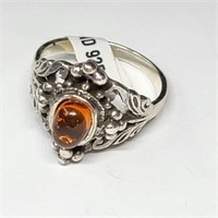 $200 Silver Amber  Ring