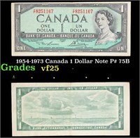 1954-1973 Canada 1 Dollar Note P# 75B Grades vf+