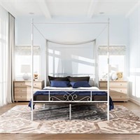 Teraves 4-Post Metal Queen Canopy Bed