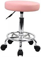 VcJta Ergonomic Pink Rolling Stool with Foot Rest