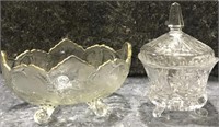 LIDDED CANDY DISH AND CENTERPIECE DISH