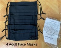 4 Adult Cloth Face Masks