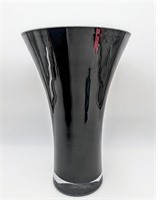 Tall Black Glass Vase. Made in Poland