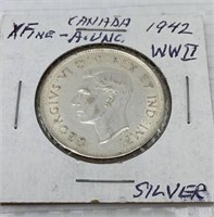 1942 canadian 1/2 dollar silver coin