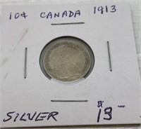 1913 canadian 10 cents silver coin