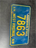 1969 WEST VIRGINIA LICENSE PLATE #7863
