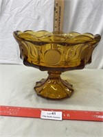 Amber Coin Glass Candy Dish
