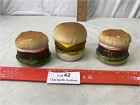 Lot of Three Burger Salt and Pepper Shakers