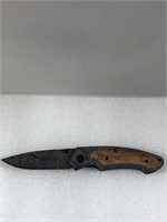 Damascus Steel & Wood Knife 7.5"