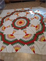 Hand Stitched Lone Star Quilt Top